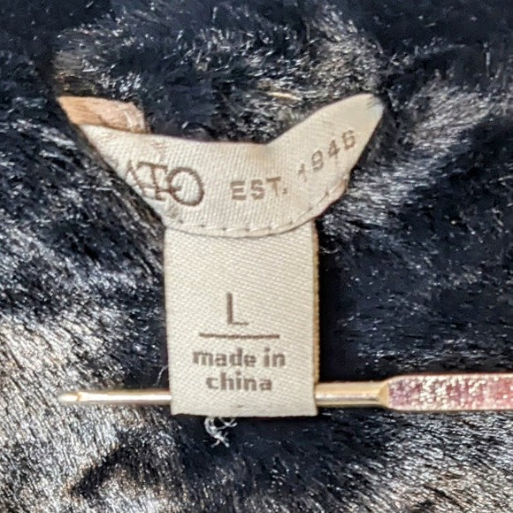 Cato Black Fleece Lined Faux Leather Bomber Jacket Size Large - Picture 7 of 9